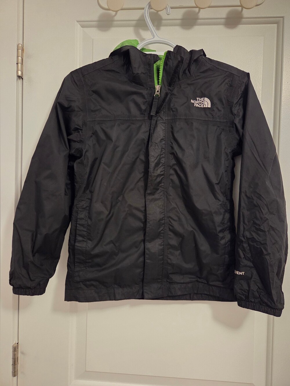 The North Face Black Jacket with Neon Green Lining - Boys - 10- 12 Years